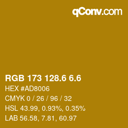 カラーコード: RGB 173 128.6 6.6 | qconv.com