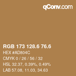カラーコード: RGB 173 128.6 76.6 | qconv.com