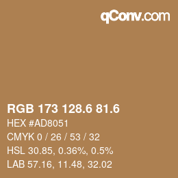 カラーコード: RGB 173 128.6 81.6 | qconv.com