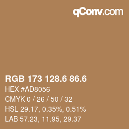 カラーコード: RGB 173 128.6 86.6 | qconv.com