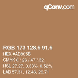 カラーコード: RGB 173 128.6 91.6 | qconv.com