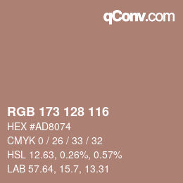 Color code: RGB 173 128 116 | qconv.com