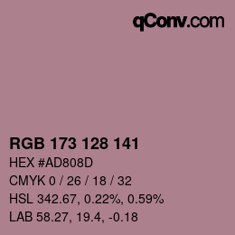 颜色代码: RGB 173 128 141 | qconv.com