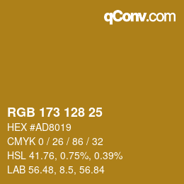 カラーコード: RGB 173 128 25 | qconv.com