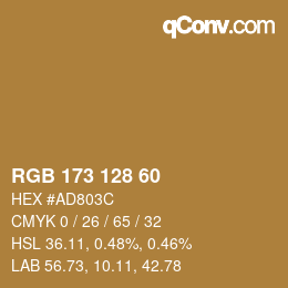 カラーコード: RGB 173 128 60 | qconv.com