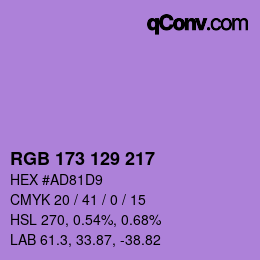 颜色代码: RGB 173 129 217 | qconv.com
