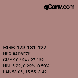 Color code: RGB 173 131 127 | qconv.com