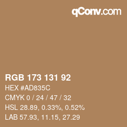 カラーコード: RGB 173 131 92 | qconv.com