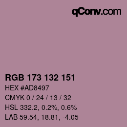 Código de color: RGB 173 132 151 | qconv.com