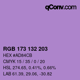 Color code: RGB 173 132 203 | qconv.com