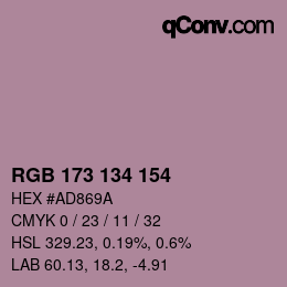 Código de color: RGB 173 134 154 | qconv.com