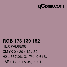 Code couleur: RGB 173 139 152 | qconv.com