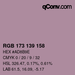 颜色代码: RGB 173 139 158 | qconv.com