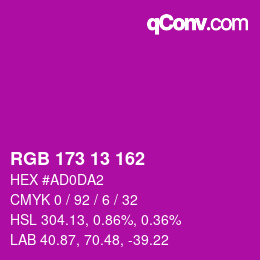 Color code: RGB 173 13 162 | qconv.com