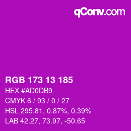 Color code: RGB 173 13 185 | qconv.com