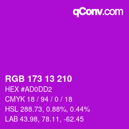 カラーコード: RGB 173 13 210 | qconv.com