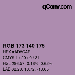 カラーコード: RGB 173 140 175 | qconv.com