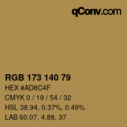 Code couleur: RGB 173 140 79 | qconv.com
