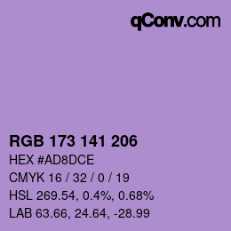 Código de color: RGB 173 141 206 | qconv.com