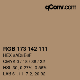 颜色代码: RGB 173 142 111 | qconv.com