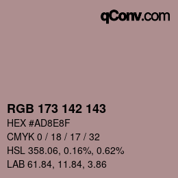 カラーコード: RGB 173 142 143 | qconv.com