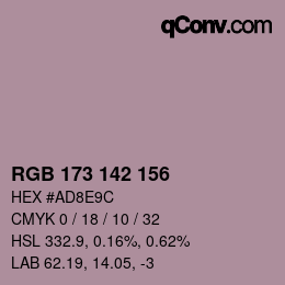 カラーコード: RGB 173 142 156 | qconv.com