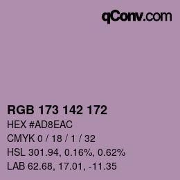 Color code: RGB 173 142 172 | qconv.com