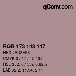 Color code: RGB 173 143 147 | qconv.com