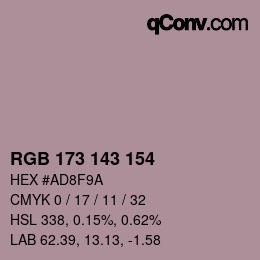 カラーコード: RGB 173 143 154 | qconv.com