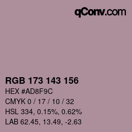カラーコード: RGB 173 143 156 | qconv.com