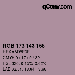 颜色代码: RGB 173 143 158 | qconv.com