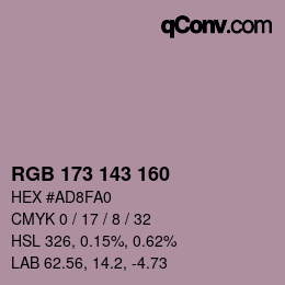 カラーコード: RGB 173 143 160 | qconv.com