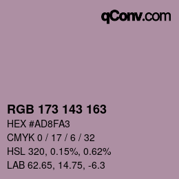 カラーコード: RGB 173 143 163 | qconv.com