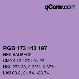 カラーコード: RGB 173 143 197 | qconv.com