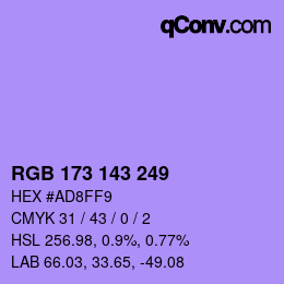 カラーコード: RGB 173 143 249 | qconv.com