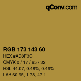 カラーコード: RGB 173 143 60 | qconv.com