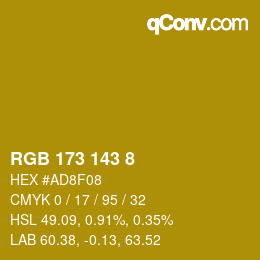 カラーコード: RGB 173 143 8 | qconv.com