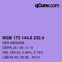カラーコード: RGB 173 144.8 232.4 | qconv.com