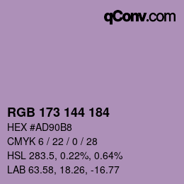 Farbcode: RGB 173 144 184 | qconv.com