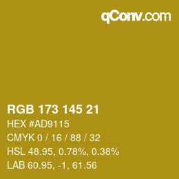 颜色代码: RGB 173 145 21 | qconv.com