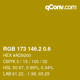 カラーコード: RGB 173 146.2 0.6 | qconv.com