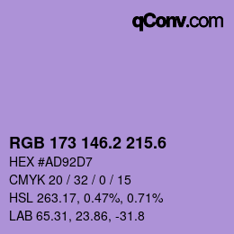 カラーコード: RGB 173 146.2 215.6 | qconv.com