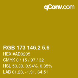 カラーコード: RGB 173 146.2 5.6 | qconv.com