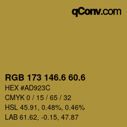 カラーコード: RGB 173 146.6 60.6 | qconv.com