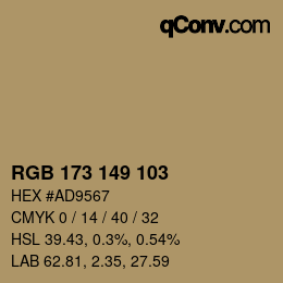 Farbcode: RGB 173 149 103 | qconv.com