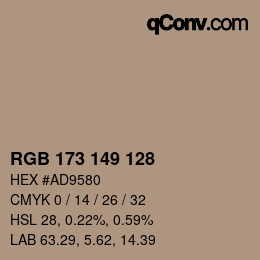 カラーコード: RGB 173 149 128 | qconv.com