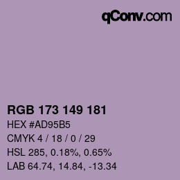 Color code: RGB 173 149 181 | qconv.com