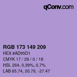 カラーコード: RGB 173 149 209 | qconv.com