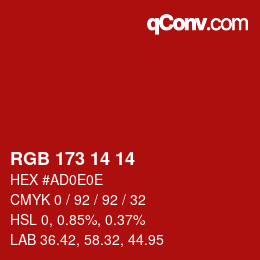 Color code: RGB 173 14 14 | qconv.com