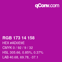 カラーコード: RGB 173 14 158 | qconv.com